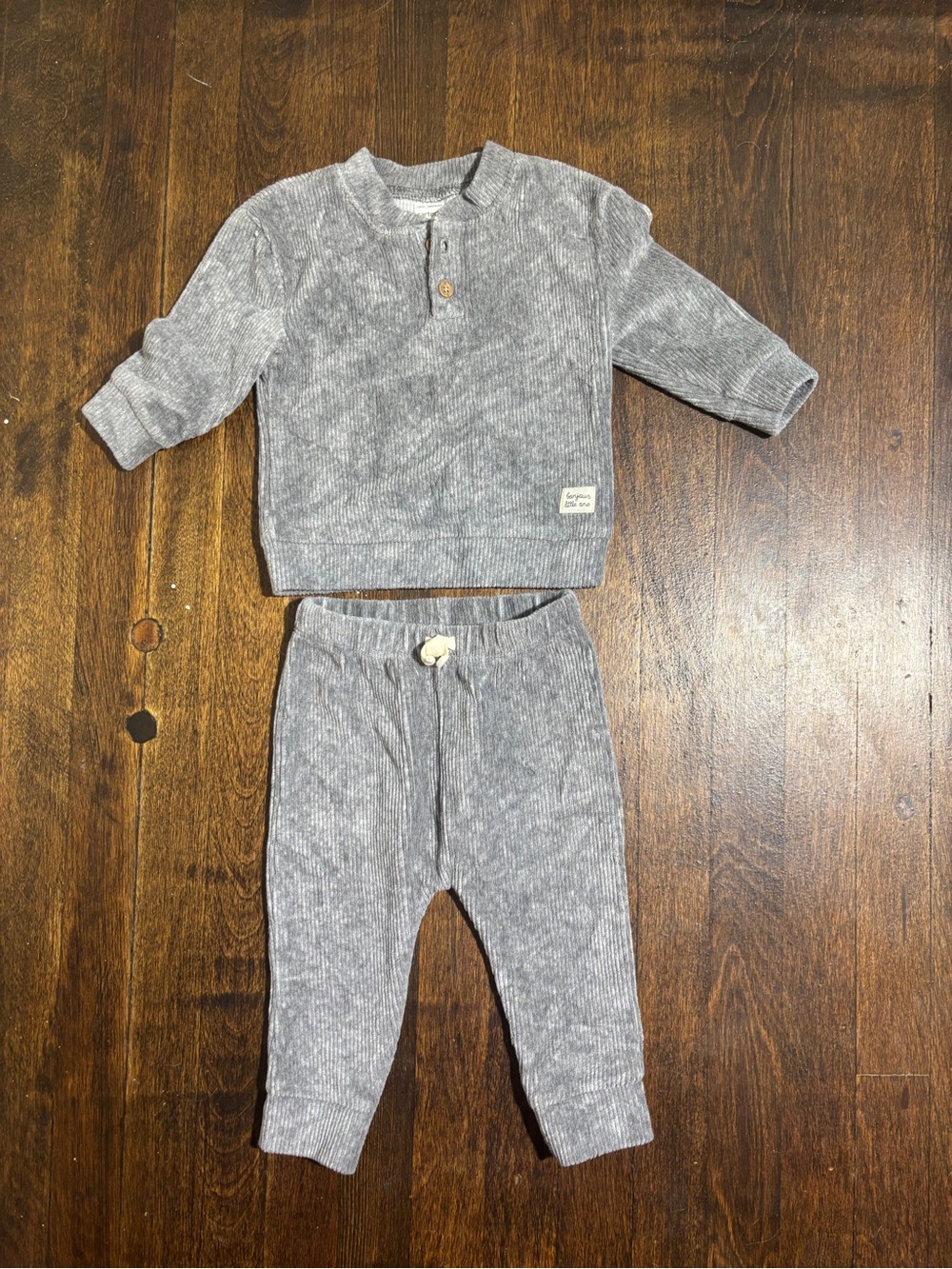 Carter's Light Gray Ribbed Sweatshirt & Jogger Set